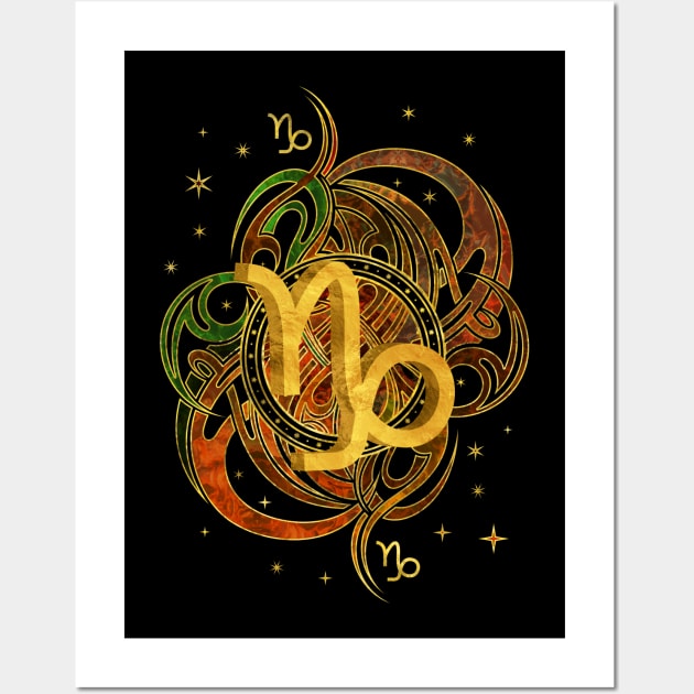 Capricorn Zodiac Sign Earth element Wall Art by Nartissima